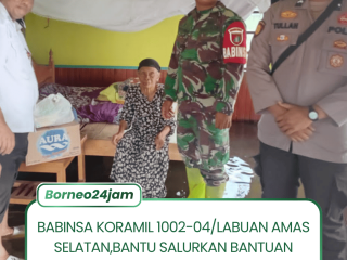 Babinsa Mahang Baru Dampingi Pendistribusian Bantuan Banjir dari Pemkab HST